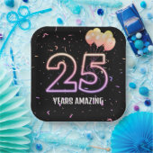 第25回誕生日パーティー風船と紙吹雪 ペーパープレート (パーティー)