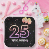 第25回誕生日パーティー風船と紙吹雪 ペーパープレート (パーティー)