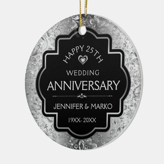 第25回銀ダマスク結婚ズ記念日 セラミックオーナメント (左)