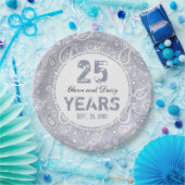 第25回銀結婚の記念日のペイズリー ペーパープレート (パーティー)