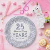 第25回銀結婚の記念日のペイズリー ペーパープレート (パーティー)