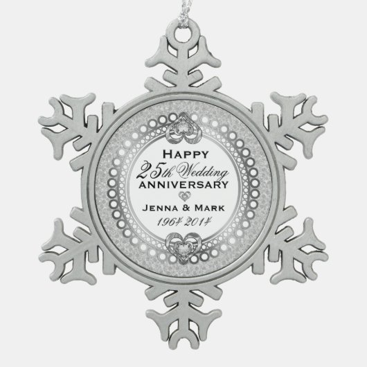 第25回銀結婚行記念4 スノーフレークピューターオーナメント (正面)