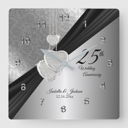 第25回銀結婚行記念 スクエア壁時計 (正面)