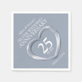 第25回銀記念ハート名前をカスタムする スタンダードカクテルナプキン (正面)