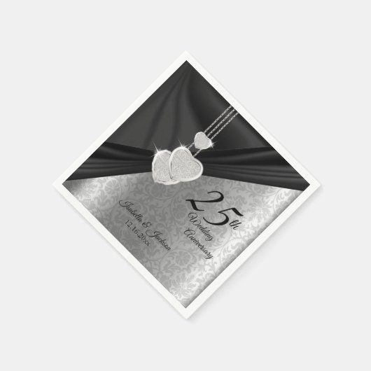 第25回銀・黒人記念結婚デザイン スタンダードカクテルナプキン (角)