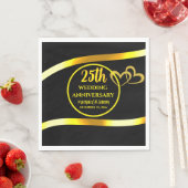 第25回黒金ゴールド結婚記念日モダンハート スタンダードランチョンナプキン (インサイチュ)