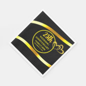 第25回黒金ゴールド結婚記念日モダンハート スタンダードランチョンナプキン (角)