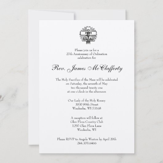 第25期司祭叙勲記念授与式 招待状 (裏面)