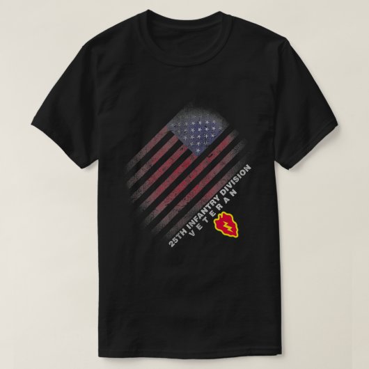 第25歩兵師団退役軍人米国国旗の退役軍人D Tシャツ (デザイン正面)