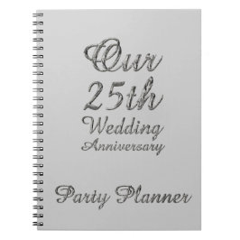 第25結婚記念日のパーティーのプランナーの銀製灰色 ノートブック