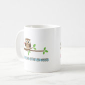 第25結婚記念日のフクロウ コーヒーマグカップ (正面左)