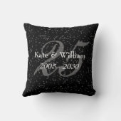 第25結婚記念日の銀のStardustの紙吹雪 クッション (裏面)