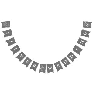 第25結婚記念日の銀のStardustの紙吹雪 バンティングフラッグ