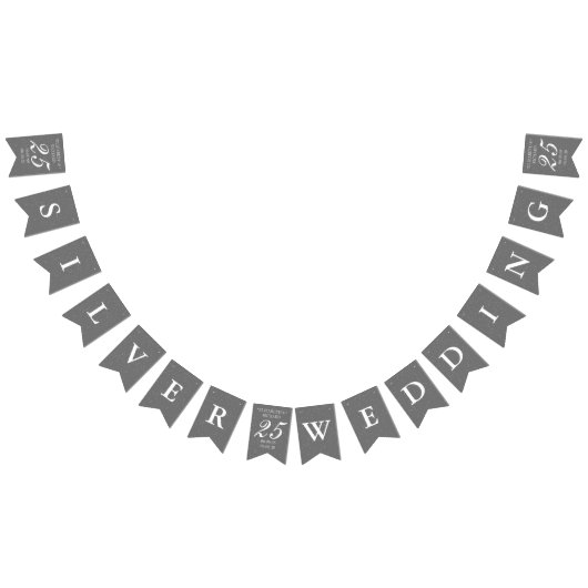 第25結婚記念日の銀のStardustの紙吹雪 バンティングフラッグ (全)