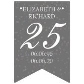 第25結婚記念日の銀のStardustの紙吹雪 バンティングフラッグ (第1の旗)