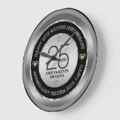 第25結婚記念日の銀及び黒 ラージ壁時計 (傾斜)