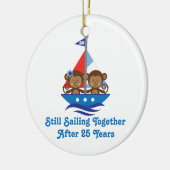 第25結婚記念日猿のためのギフト セラミックオーナメント (左)