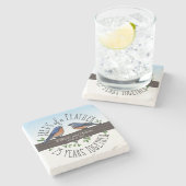 第25結婚記念日、羽のブルーバード ストーンコースター (横)