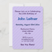 第25蝋燭が付いているお誕生日ケーキ 招待状 (裏面)