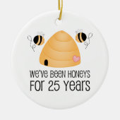 第25記念日のカップルのギフト セラミックオーナメント (正面)