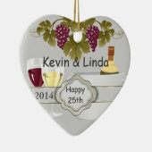 第25記念日のギフトのオーナメントのワイン愛好家 セラミックオーナメント (右)