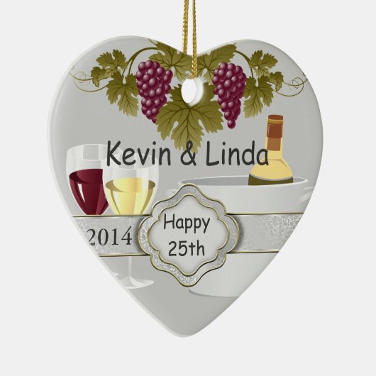 第25記念日のギフトのオーナメントのワイン愛好家 セラミックオーナメント (右)