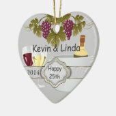 第25記念日のギフトのオーナメントのワイン愛好家 セラミックオーナメント (左)