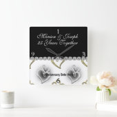 第25記念日のギフトの柱時計に銀を着せて下さい スクエア壁時計 (ホーム)