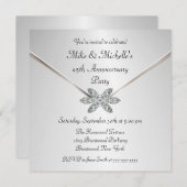 第25記念日のダイヤモンドのブローチの招待状に銀を着せて下さい 招待状 (正面/裏面)