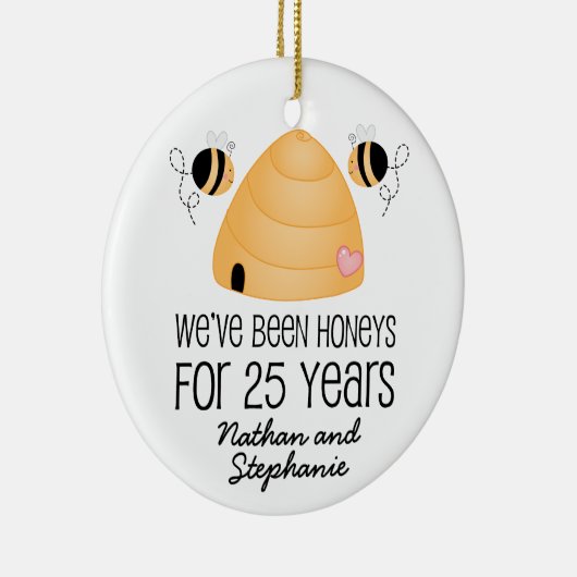 第25記念日のパーソナライズなオーナメントのギフト セラミックオーナメント (右)