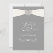 第25記念日のパーティの招待状のヴィンテージの銀 招待状 (裏面)