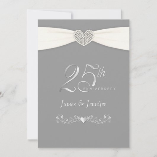 第25記念日のパーティの招待状のヴィンテージの銀 招待状 (裏面)