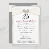 第25記念日のパーティの招待状のヴィンテージの銀 招待状 (正面/裏面)