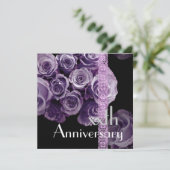 第25記念日の招待状-薄紫の紫色のバラ 招待状 (スタンド正面)