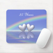 第25記念日の銀製のハート マウスパッド (マウス)