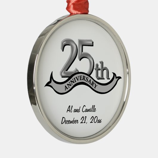 第25記念日の銀製の記念品のオーナメント メタルオーナメント