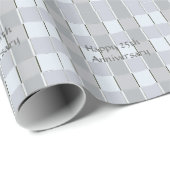 第25記念日、銀製の正方形、ギフト用包装紙 ラッピングペーパー (ロールコーナー)