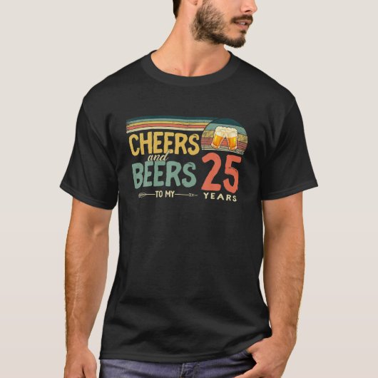 第25誕生日おもしろい応援・ビール25年 Tシャツ (正面)