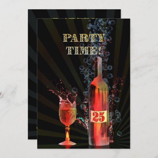 第25誕生日のパーティの招待状 招待状 (正面/裏面)