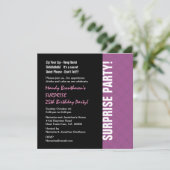 第25誕生日のモダンな薄紫のピンクW595を驚かして下さい 招待状 (スタンド正面)