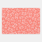 第25誕生日サンゴとホワイトナンバーパターン25 ラッピングペーパーシート (正面2)