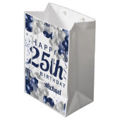 第25誕生日ネイビーバルーン ミディアムペーパーバッグ (正面アングル)