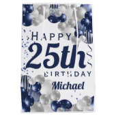 第25誕生日ネイビーバルーン ミディアムペーパーバッグ (裏面)