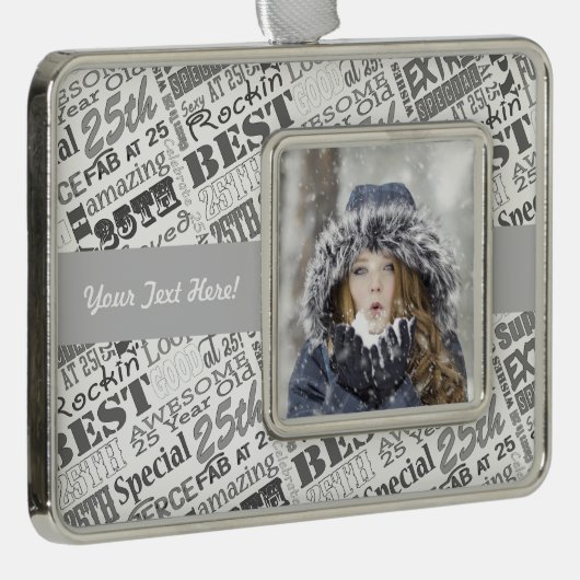 第25誕生日パーソナライズされたパーティー贈答品 シルバープレートフレームオーナメント (右)