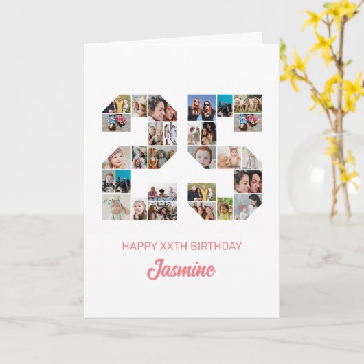 第25誕生日第25号写真集パーソナライズされた カード (黄色い花)