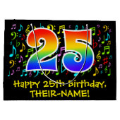 第25誕生日-ミュージッカラフルクシンボル、レインボー25 ラージペーパーバッグ (裏面)