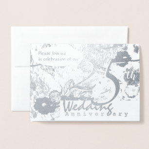 第25銀製の結婚記念日の招待状 箔カード