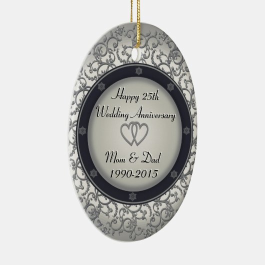 第25銀製の結婚記念日 セラミックオーナメント (右)