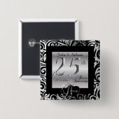 第25銀製の結婚記念日 缶バッジ (正面&裏面)