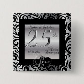 第25銀製の結婚記念日 缶バッジ (正面)